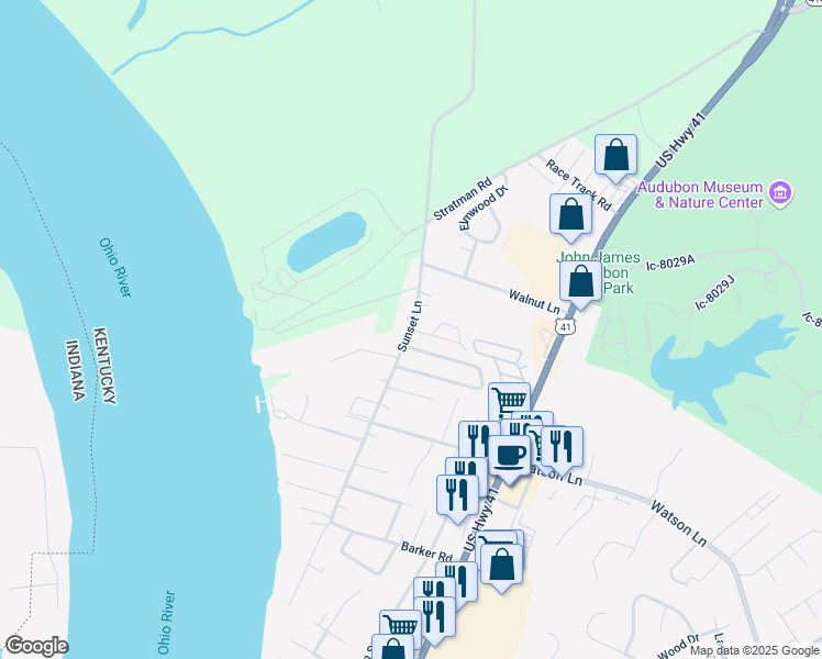 map of restaurants, bars, coffee shops, grocery stores, and more near 2813 Sunset Lane in Henderson