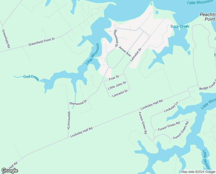 map of restaurants, bars, coffee shops, grocery stores, and more near 25 Little John Street in Reedville