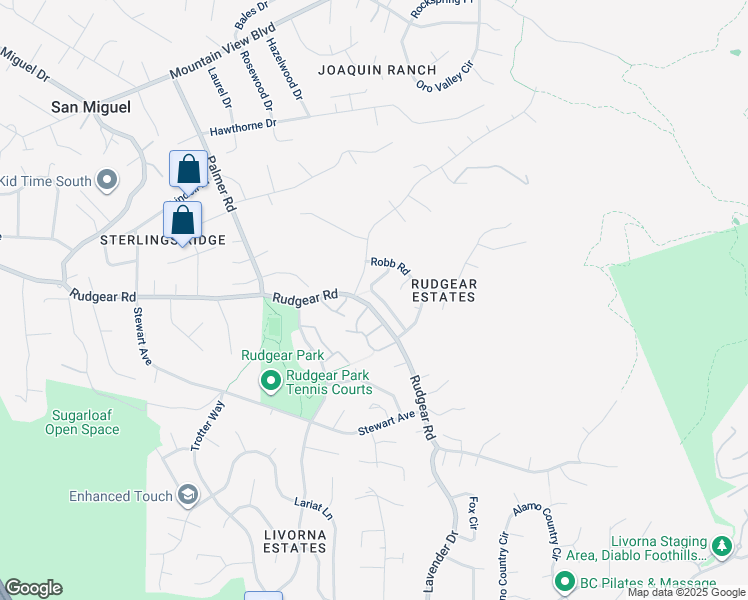 map of restaurants, bars, coffee shops, grocery stores, and more near 2125 Wilmington Drive in Walnut Creek
