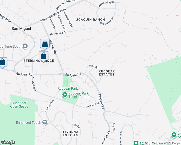 map of restaurants, bars, coffee shops, grocery stores, and more near 2125 Wilmington Drive in Walnut Creek