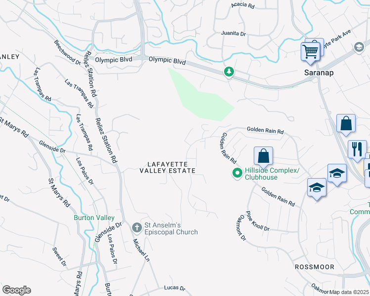 map of restaurants, bars, coffee shops, grocery stores, and more near 1320 Skycrest Drive in Walnut Creek