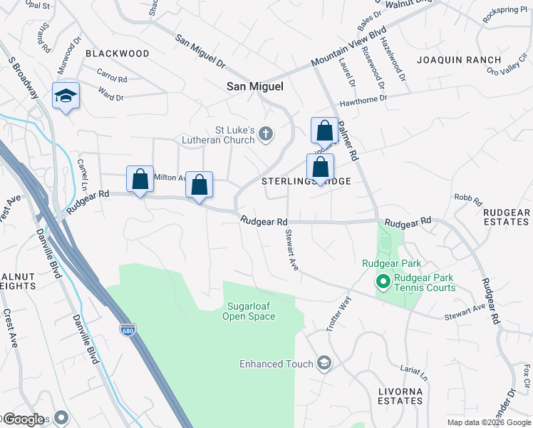 map of restaurants, bars, coffee shops, grocery stores, and more near in Walnut Creek