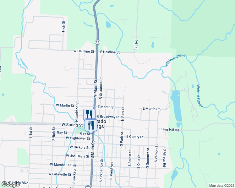 map of restaurants, bars, coffee shops, grocery stores, and more near 301-399 North Grand Avenue in El Dorado Springs