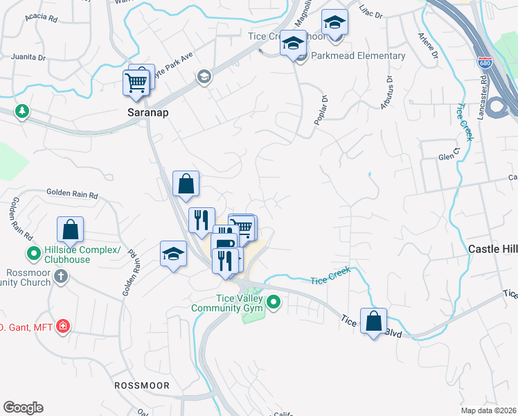 map of restaurants, bars, coffee shops, grocery stores, and more near 1999 Basalt Court in Walnut Creek