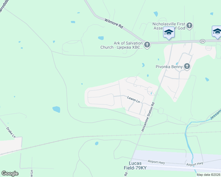 map of restaurants, bars, coffee shops, grocery stores, and more near 124 Bernie Trail in Nicholasville