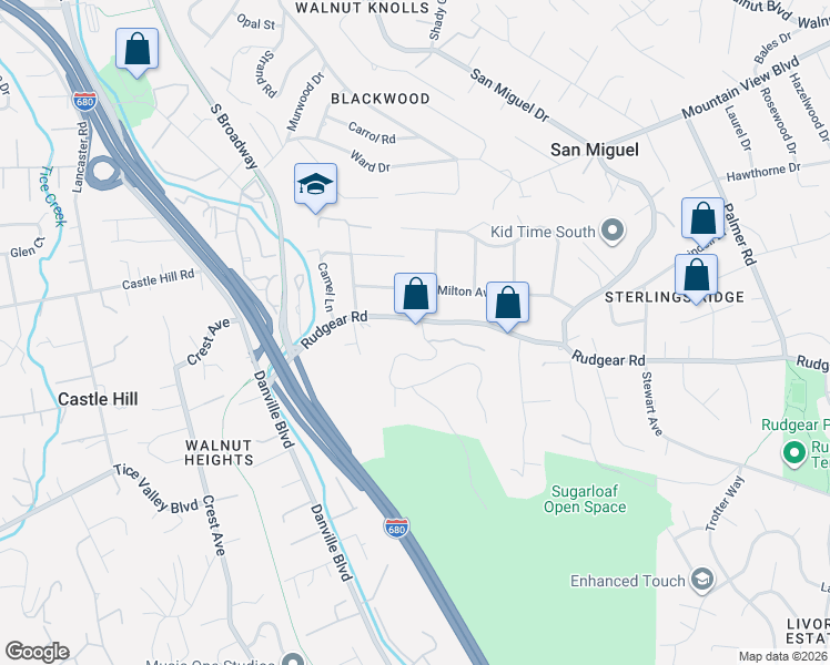 map of restaurants, bars, coffee shops, grocery stores, and more near 11 Rudgear Drive in Walnut Creek