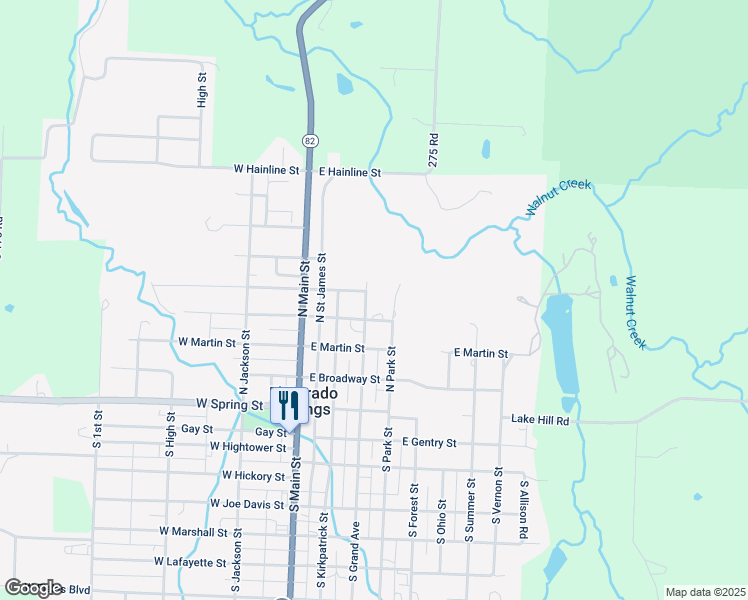 map of restaurants, bars, coffee shops, grocery stores, and more near 501-599 North Grand Avenue in El Dorado Springs