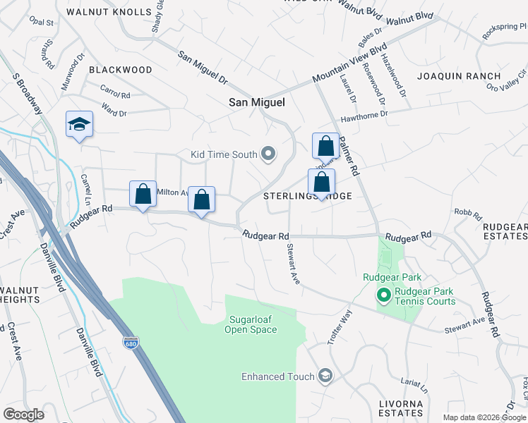 map of restaurants, bars, coffee shops, grocery stores, and more near 21 Margaret Drive in Walnut Creek