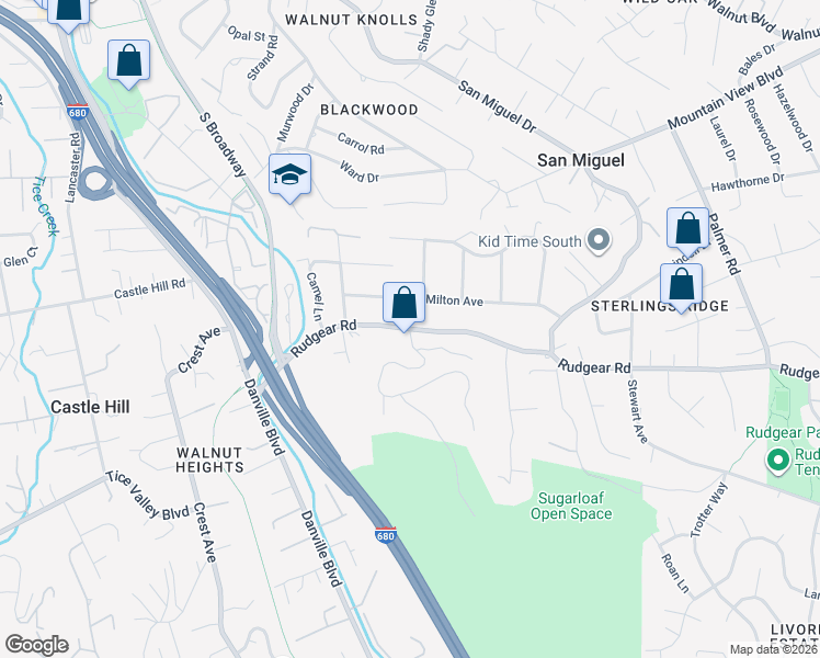 map of restaurants, bars, coffee shops, grocery stores, and more near 2 Rudgear Drive in Walnut Creek