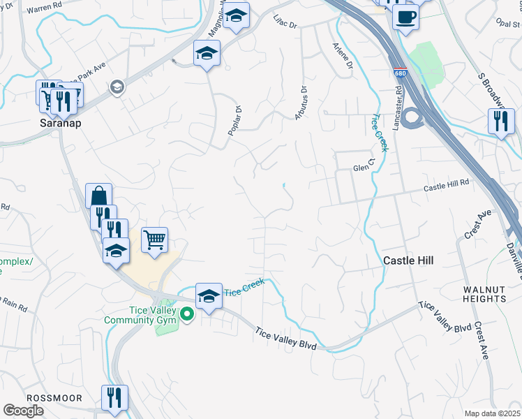 map of restaurants, bars, coffee shops, grocery stores, and more near in Walnut Creek