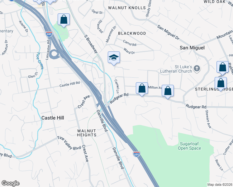 map of restaurants, bars, coffee shops, grocery stores, and more near 2089 Camel Lane in Walnut Creek