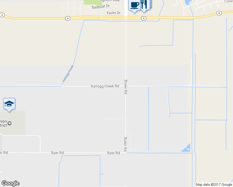 map of restaurants, bars, coffee shops, grocery stores, and more near 4070 Bixler Road in Byron
