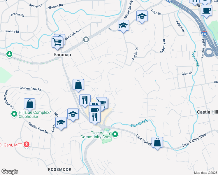 map of restaurants, bars, coffee shops, grocery stores, and more near 1937 Fallen Oak Court in Walnut Creek