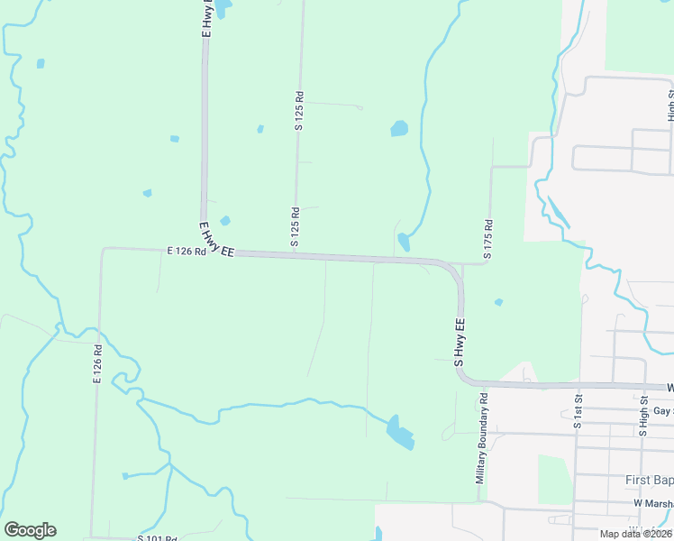 map of restaurants, bars, coffee shops, grocery stores, and more near 1450-1548 County Road EE in El Dorado Springs