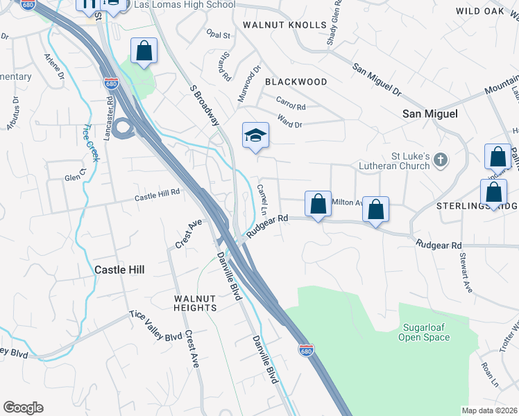 map of restaurants, bars, coffee shops, grocery stores, and more near 2089 Camel Lane in Walnut Creek