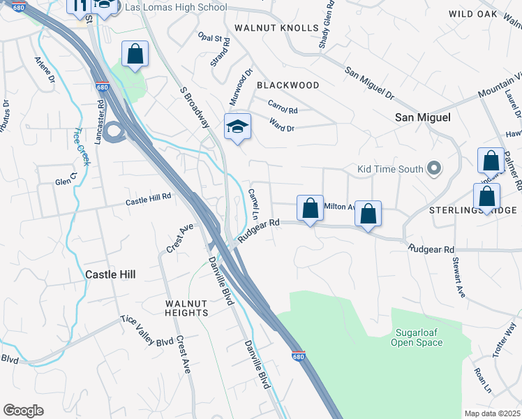 map of restaurants, bars, coffee shops, grocery stores, and more near 2080 Camel Lane in Walnut Creek