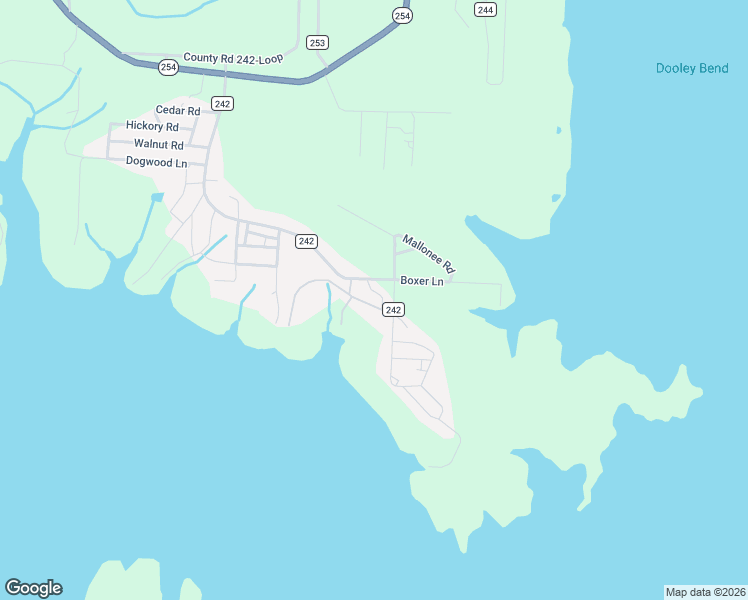 map of restaurants, bars, coffee shops, grocery stores, and more near County Road 242 in Hickory