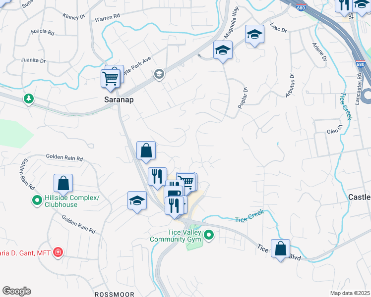 map of restaurants, bars, coffee shops, grocery stores, and more near 61 Grandview Place in Walnut Creek