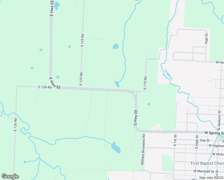 map of restaurants, bars, coffee shops, grocery stores, and more near 1450 County Road EE in El Dorado Springs