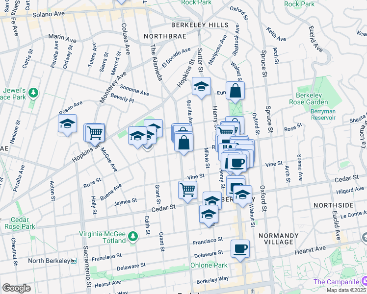 map of restaurants, bars, coffee shops, grocery stores, and more near 1315 Martin Luther King Junior Way in Berkeley