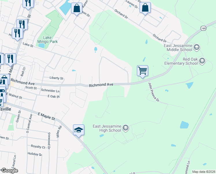 map of restaurants, bars, coffee shops, grocery stores, and more near 620 Richmond Avenue in Nicholasville