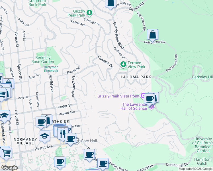 map of restaurants, bars, coffee shops, grocery stores, and more near in Berkeley
