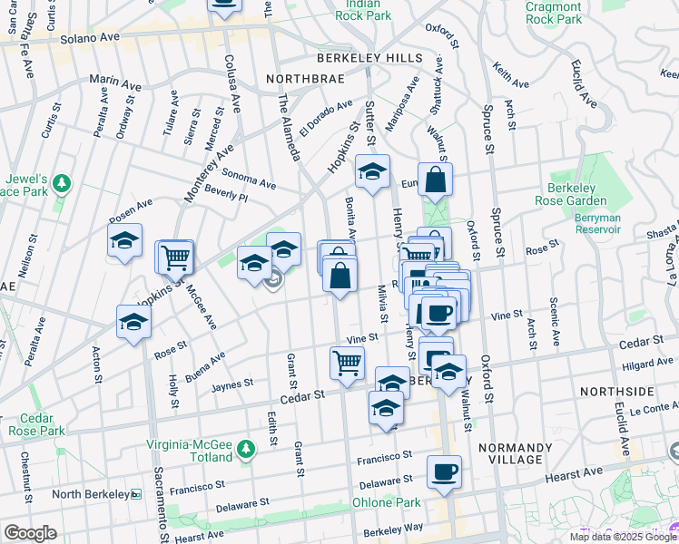 map of restaurants, bars, coffee shops, grocery stores, and more near 1315 Martin Luther King Junior Way in Berkeley