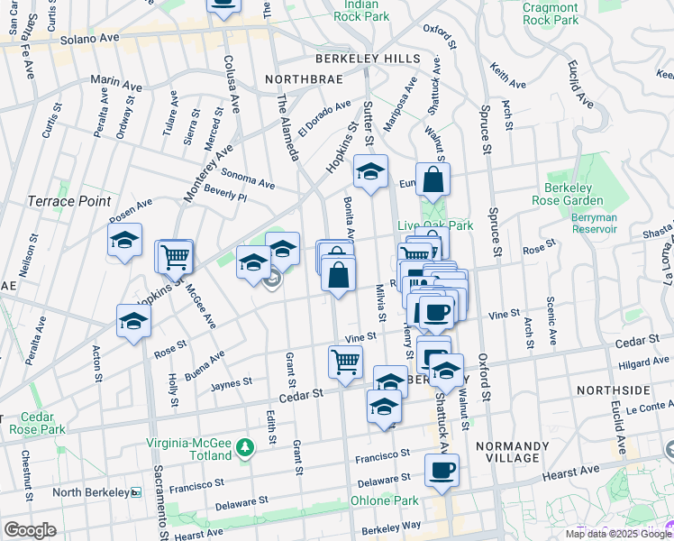 map of restaurants, bars, coffee shops, grocery stores, and more near 1315 Martin Luther King Junior Way in Berkeley