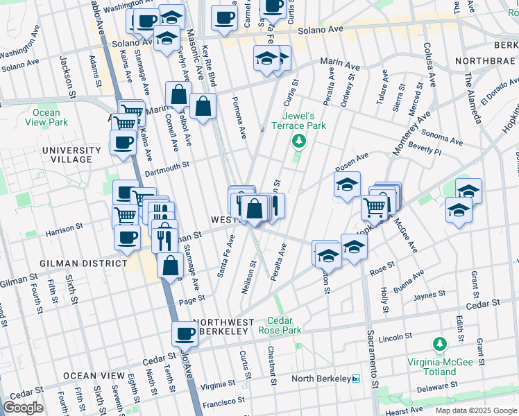 map of restaurants, bars, coffee shops, grocery stores, and more near in Albany