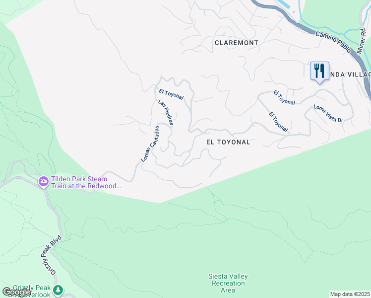 map of restaurants, bars, coffee shops, grocery stores, and more near 2 Camino del Monte in Orinda