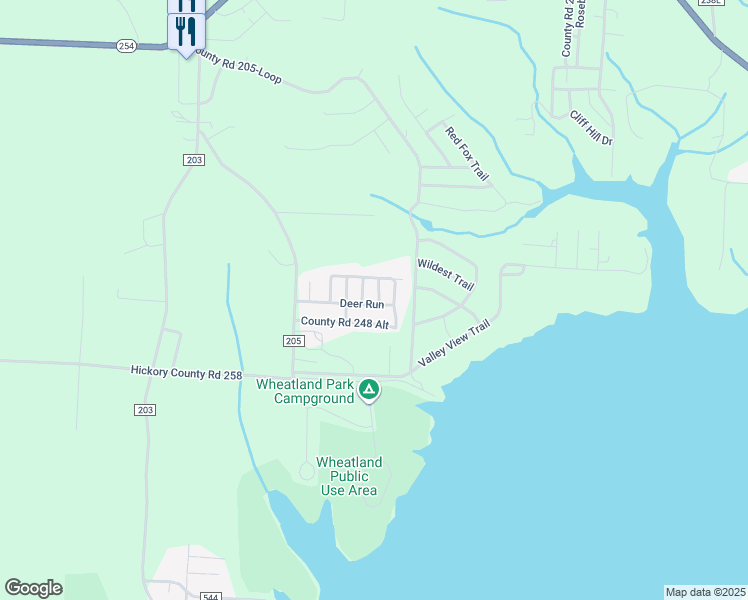 map of restaurants, bars, coffee shops, grocery stores, and more near Quail Run Street in Hickory