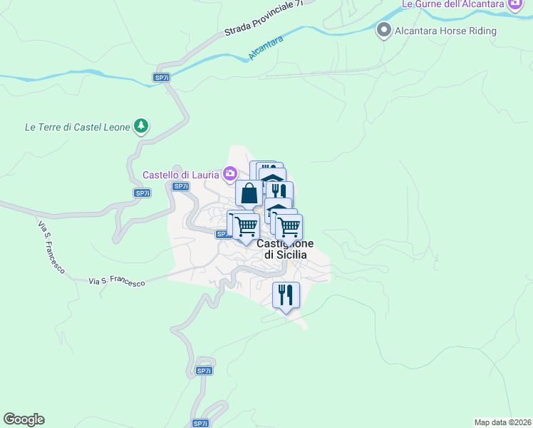 map of restaurants, bars, coffee shops, grocery stores, and more near 10 Via IV Novembre in Castiglione di Sicilia