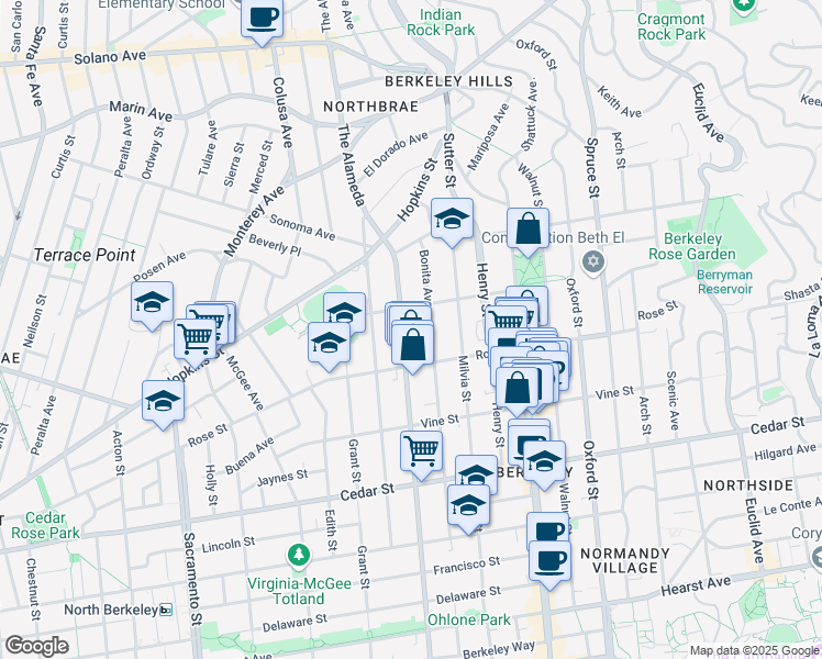 map of restaurants, bars, coffee shops, grocery stores, and more near 1315 Martin Luther King Junior Way in Berkeley