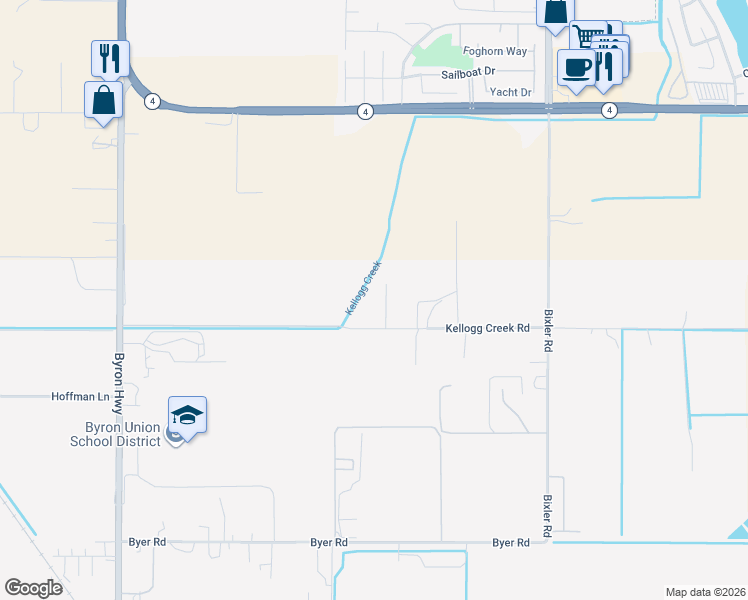 map of restaurants, bars, coffee shops, grocery stores, and more near 3335 Kellogg Creek Road in Byron