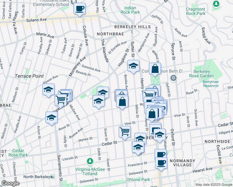 map of restaurants, bars, coffee shops, grocery stores, and more near 1315 Martin Luther King Junior Way in Berkeley