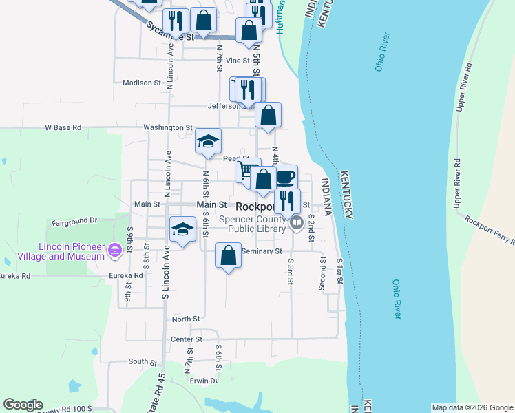 map of restaurants, bars, coffee shops, grocery stores, and more near in Rockport
