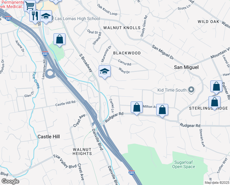 map of restaurants, bars, coffee shops, grocery stores, and more near 2033 Camel Lane in Walnut Creek
