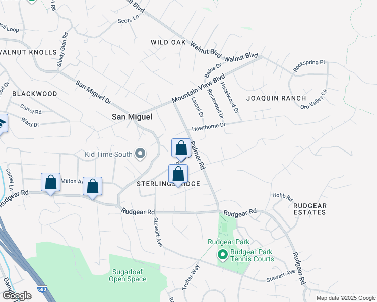 map of restaurants, bars, coffee shops, grocery stores, and more near 1204 Lindell Drive in Walnut Creek