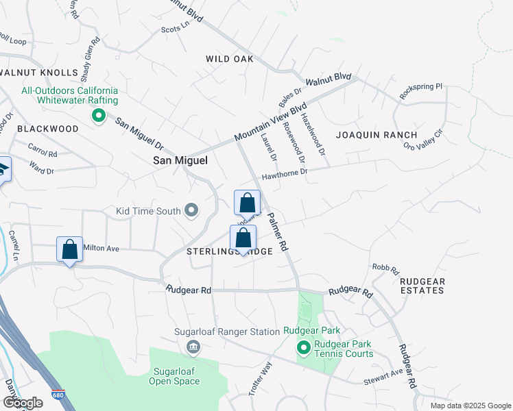 map of restaurants, bars, coffee shops, grocery stores, and more near 1204 Lindell Drive in Walnut Creek
