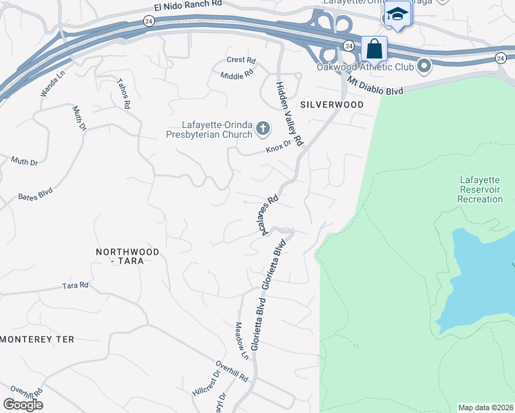 map of restaurants, bars, coffee shops, grocery stores, and more near 1 Black Forest Court in Lafayette