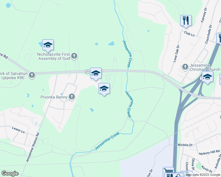 map of restaurants, bars, coffee shops, grocery stores, and more near 1400 Wilmore Road in Nicholasville