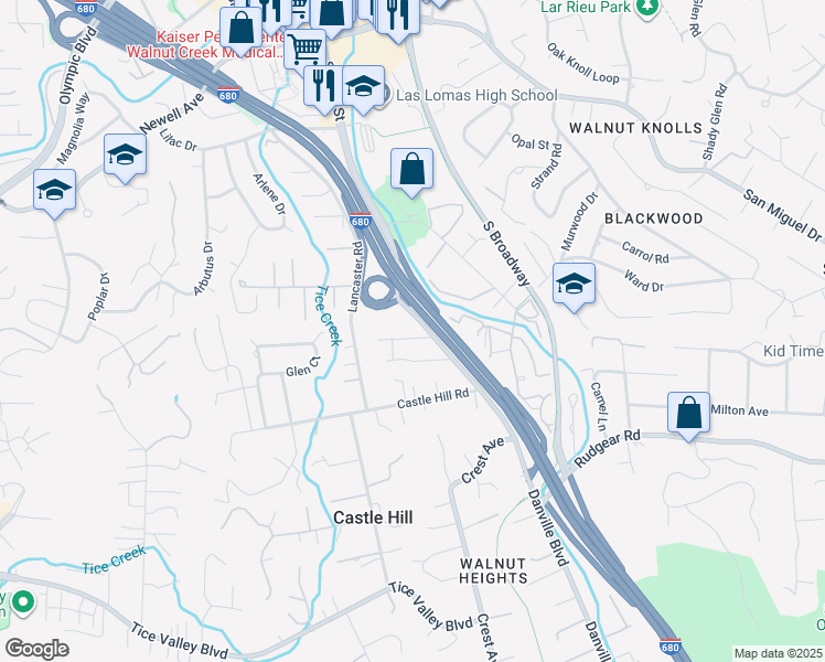 map of restaurants, bars, coffee shops, grocery stores, and more near 1540 Brentwood Court in Walnut Creek