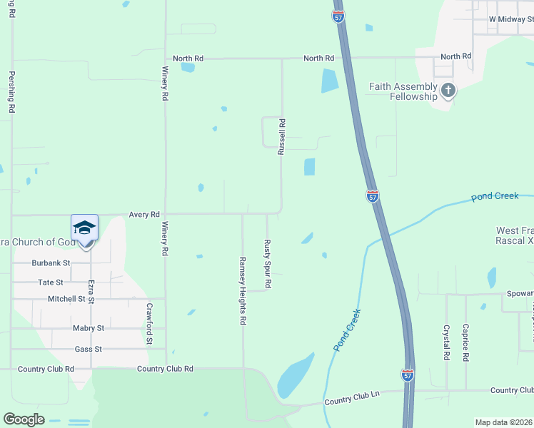 map of restaurants, bars, coffee shops, grocery stores, and more near 1499 Rusty Spur Rd in West Frankfort