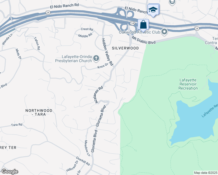 map of restaurants, bars, coffee shops, grocery stores, and more near 856 Acalanes Road in Lafayette