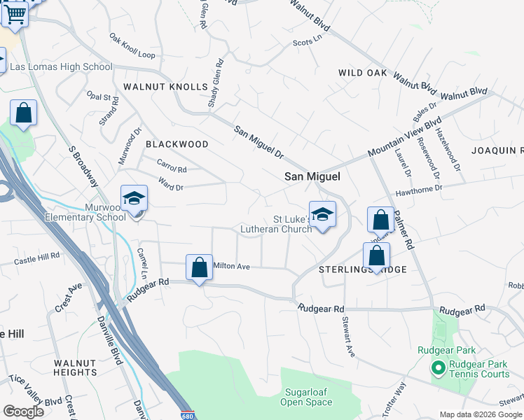 map of restaurants, bars, coffee shops, grocery stores, and more near 10 Aloyse Court in Walnut Creek