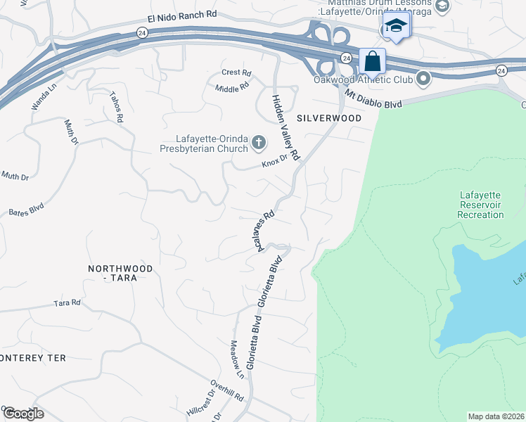 map of restaurants, bars, coffee shops, grocery stores, and more near 861 Acalanes Road in Lafayette