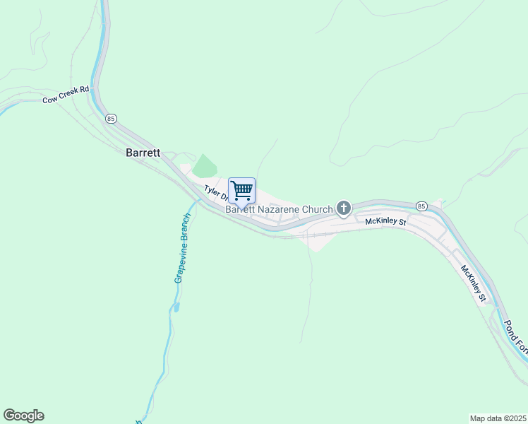 map of restaurants, bars, coffee shops, grocery stores, and more near Pond Fork Road in Wharton