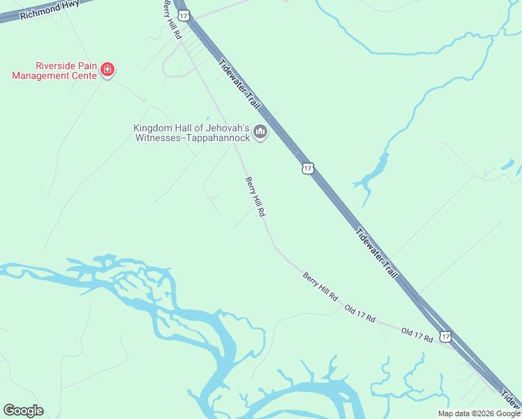 map of restaurants, bars, coffee shops, grocery stores, and more near 1054 Berry Hill Road in Tappahannock