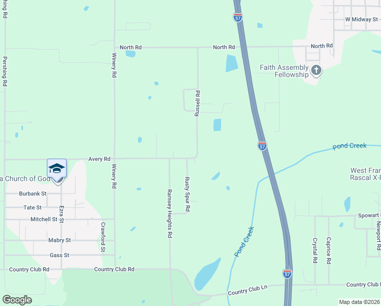 map of restaurants, bars, coffee shops, grocery stores, and more near 1275-1499 Rusty Spur Rd in West Frankfort