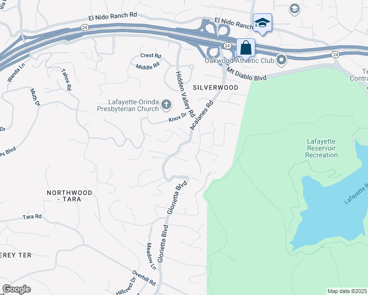 map of restaurants, bars, coffee shops, grocery stores, and more near 856 Acalanes Road in Lafayette